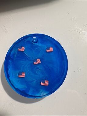 Red or blue Swirled Resin Tag with American Flags